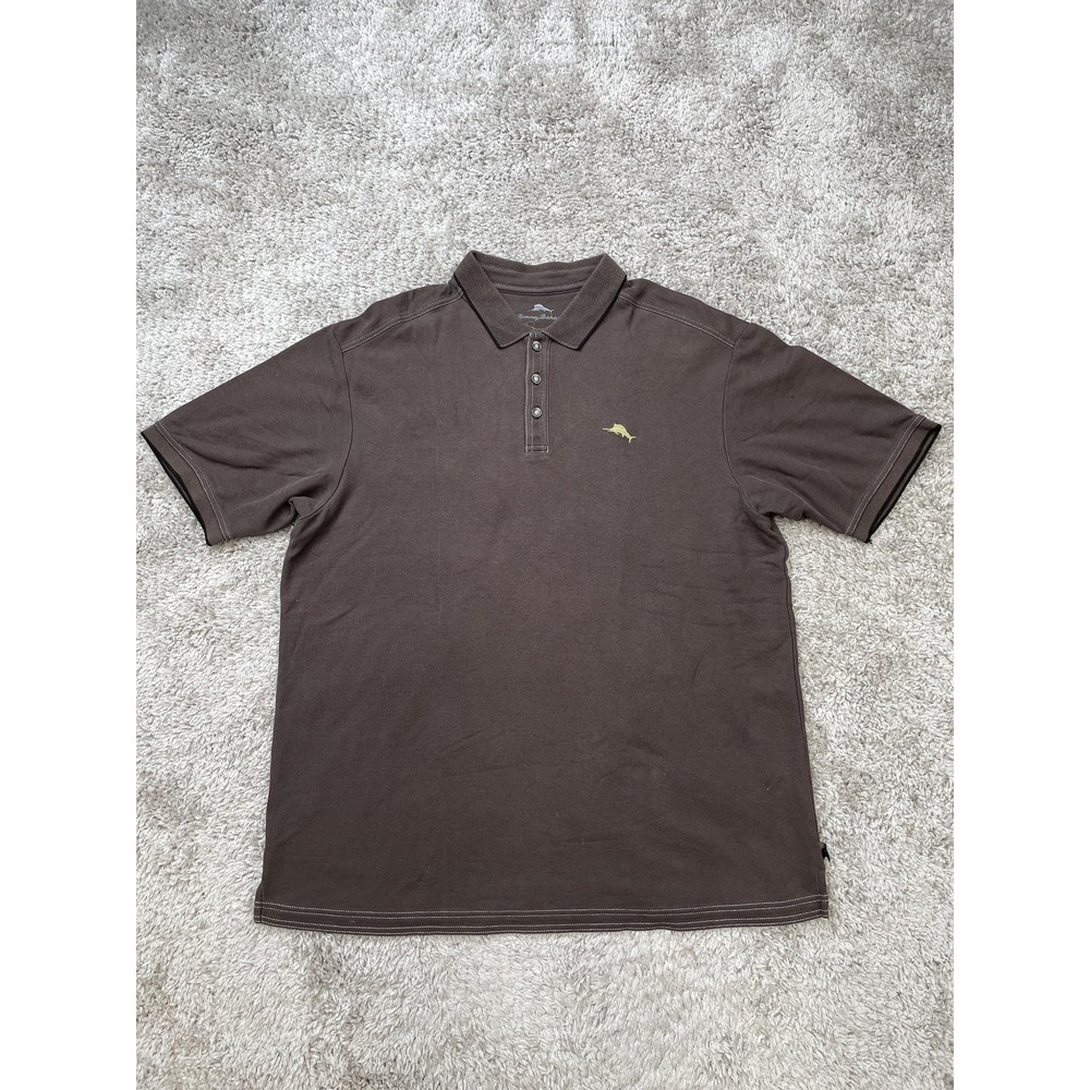 Tommy Bahama Polo Shirt Mens XL Brown Supima Cotton Blend Short Sleeve Casual